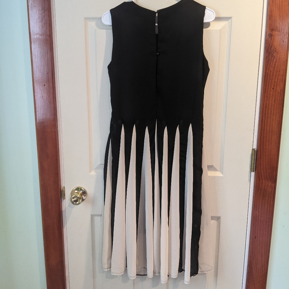 NWT Black and cream pleated, chiffon dress - Picture 4 of 4